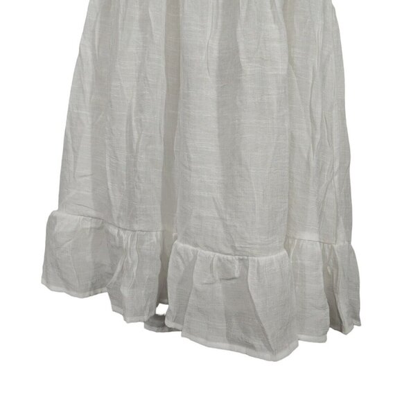White Open Back Dress Women Size XL Square Neck Short Sleeve Lined Beach Vacay - Picture 3 of 8